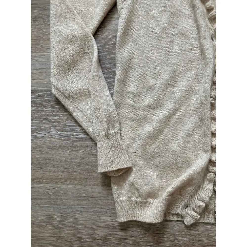 Banana Republic 100% Cashmere Ruffle-Front Cardigan